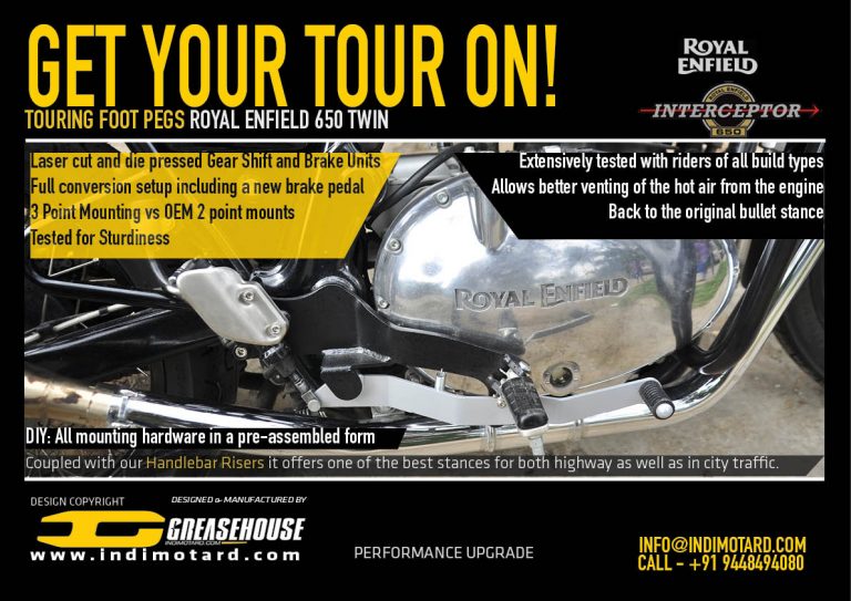Royal Enfield 650 Interceptor Touring FootPegs Indimotard Adventures